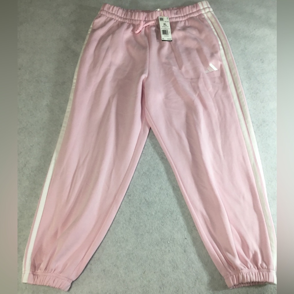 adidas Pink Track Pants with White Side Stripes SZ XL